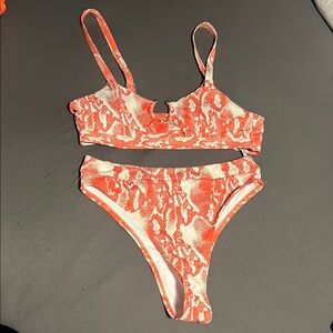 Orange and White Bikini Set